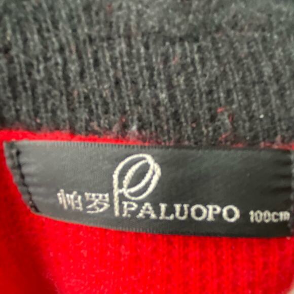 Paluopo Small Red Sweater Dress with black Peter Pan Collar bow at neck - Picture 8 of 9